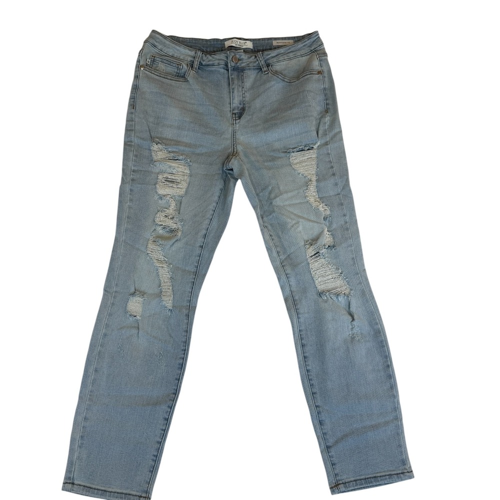 Judy Blue Light Wash Boyfriend Fit Distressed Grunge Denim Jeans Size 13